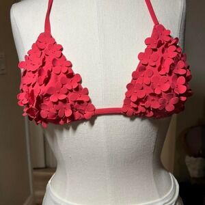 Pink coral floral festival rave top GAP